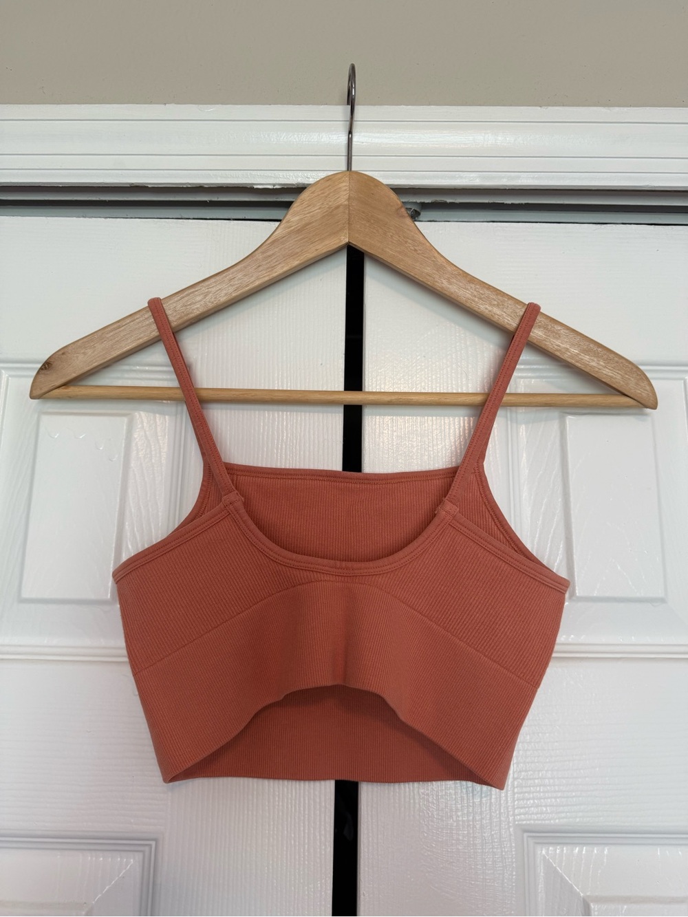 Ribbed Square-Neck Cropped Tank Top - Rust - Picture 2 of 4